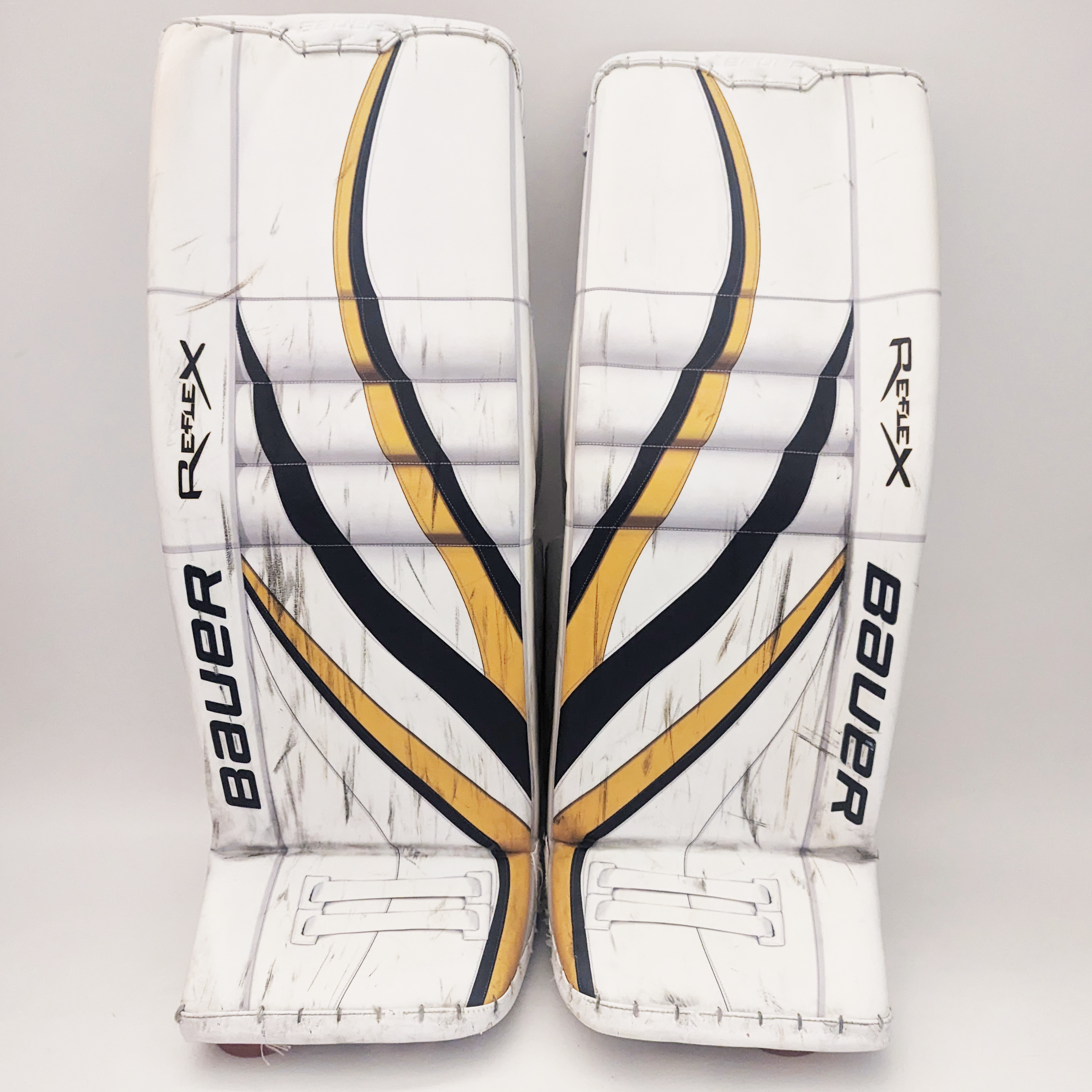 Bauer Supreme Ultrasonic - Pro Stock Gardien de but (Blanc/Bleu marine/Jaune)
